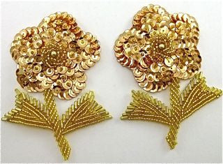 Flowers Bronze and Gold Pair 4" x 3"