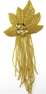 Epaulet Flower - Gold Sequins/Beads 9" x 4"