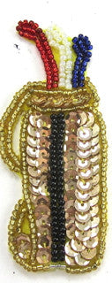 Palo de Golf Dorado Negro Rojo Blanco Azul Lentejuelas/Cuentas 3.25" x 1.5"