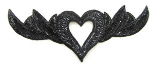 Heart Neck Piece with Black Sequins and Beads 12"