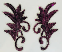 Leaf Pair with Wine Colored Sequins and Beads 7
