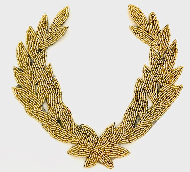 Flower and Leaf Neck Line all gold beads 8" x 8"