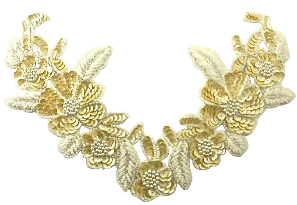 Collar de flores beige para cuello 7" x 13"
