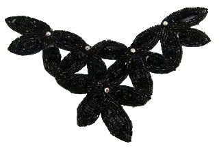 Diseño con motivo en negro con pedrería en el escote y con diamantes de imitación de 19,05 x 12,7 cm