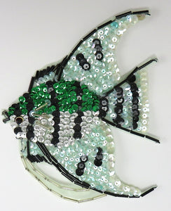 Fish with Green and Silver Sequins 6.5" x 5"