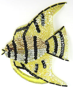 Fish with Yellow and Black Sequins and Beads 6.5" x 5"