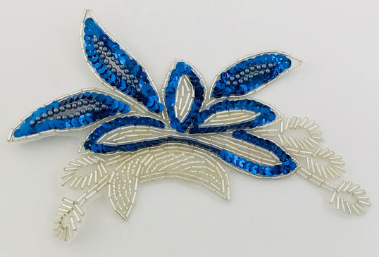 Designer Motif with Royal Blue Sequins and clear Beads 4"x 7"