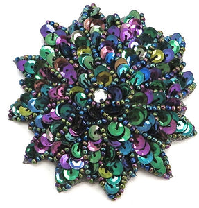 Flower with Moonlite Sequins and Beads 3" x 3"