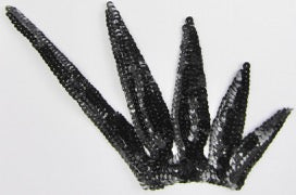 Designer Motif Five Point - Black Sequins 7" x 4"