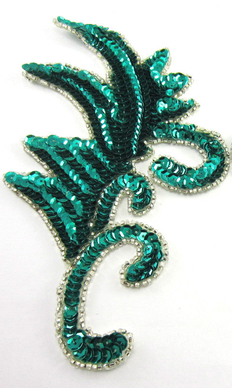 Motivo de diseñador con lentejuelas de color turquesa oscuro de 7 x 4 pulgadas
