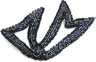 Motif with Gun Metal Beads 3./5" x 3"