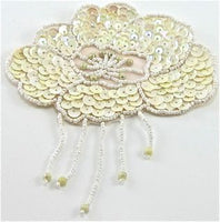 Epaulet with Cream Colored Sequins and White Beads 4.5