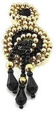 Load image into Gallery viewer, Design Motif Black and Gold Beaded Epaulet 1.5&quot; x 3.5&quot;