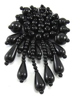 Design Motif Black Beaded Epaulet 3" x 2"