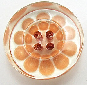 Button Glass with Orange or Greed Design Pattern 3/4"
