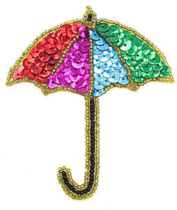 Umbrella with Multi-Colored Sequins and Beads 3.5" x 3.25"