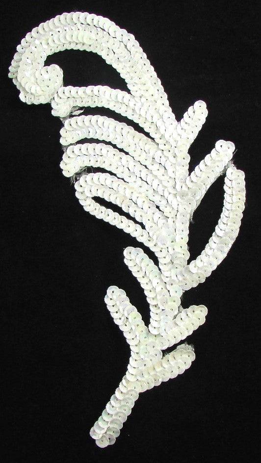Leaf - White Sequins 8” x 4.5”