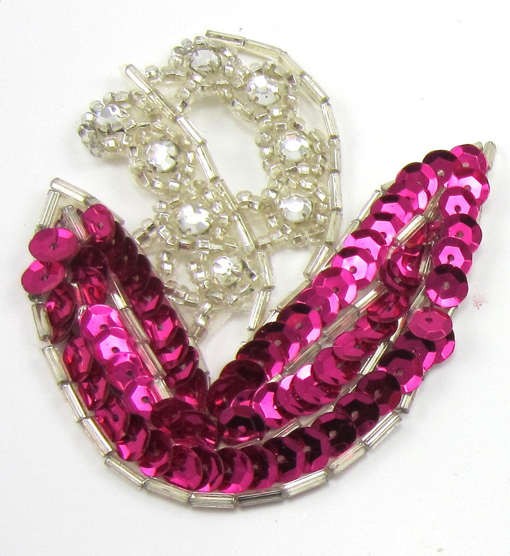 Flower Fushia with Rhinestones 3" x 2.5"