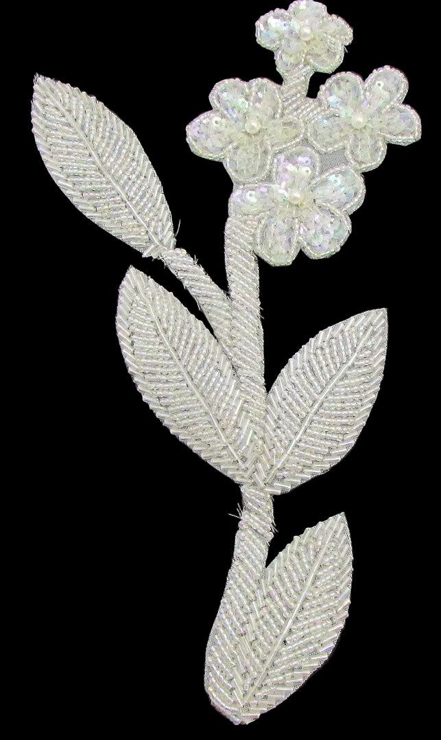 Flor con Lentejuelas Iridiscentes y Cuentas 8.5"