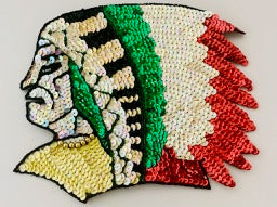 Choice of color Native American Chief Sequin Beaded 7.5" x 8"