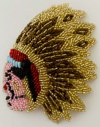 Native American Chief with Multi-Colored Headress 5" x 3.5"