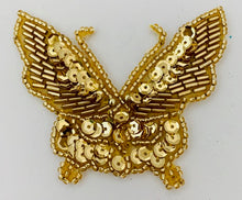 Load image into Gallery viewer, Butterfly Gold Sequins and Beads 3&quot; x 2.5&quot;