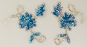 Flower Pair Dainty with Six Different Color Choice Sequins and Silver Beads 4.5" x 5"