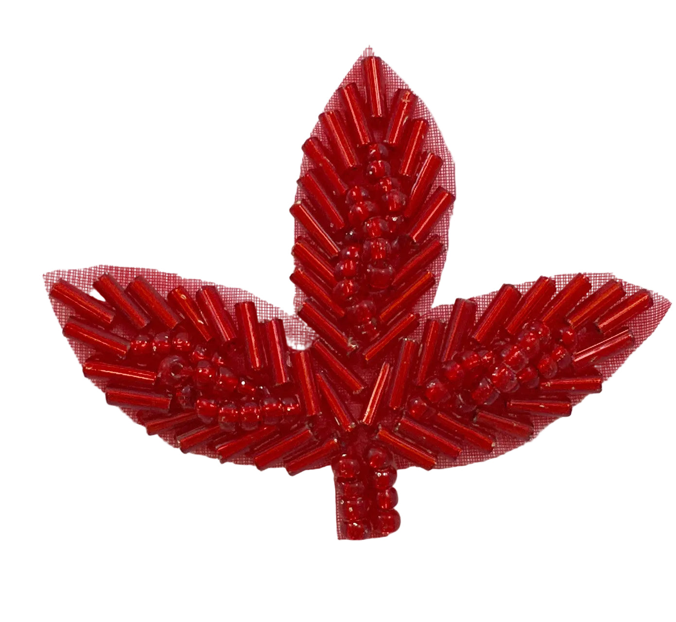 Hoja con cuentas rojas 2" x 2.5"