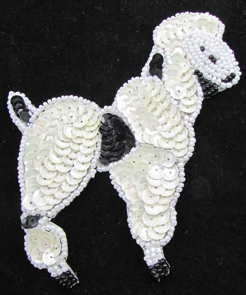 Caniche con lentejuelas y cuentas blancas y negras de 13 cm x 91 cm