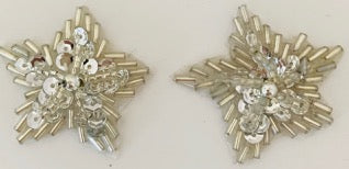 Estrella plateada, lentejuelas y cuentas, 3,8 cm