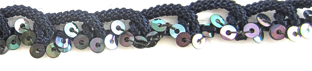 Trim with Dark Navy Loops Intertwined with Moonlite Sequins 1/8" Wide