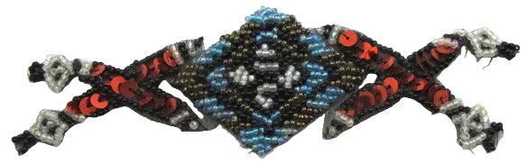 Southwestern Native American Artifact Designer Motif with Sequins and Beads 5.5" x 2”