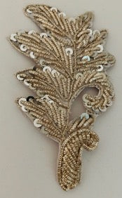 Gold Bullion Leaf with Sequins 2" X 3.5"