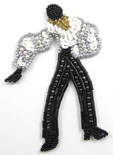 Load image into Gallery viewer, Flamingo Dancer Male with Black and White Beads 3.5&quot; x 2.5&quot;