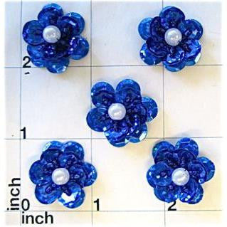 Flower Blue with Pearl Center
