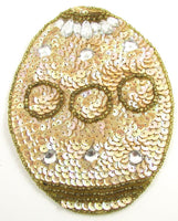 Easter Egg with Beige and Crystals Sequins and Beads 5