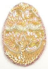 Load image into Gallery viewer, Easter Egg with Yellowish Sequins and Beads 3.5&quot; x 2&quot;