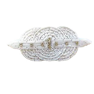 Designer Motif Tri-Circle White Beads with Rhinestone 5.25" x 2.5"