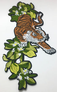 Tiger in Foliage Embroidered Not Iron-On 6" x 11"