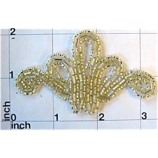 Light Silver Beaded Designer Applique 3.5"
