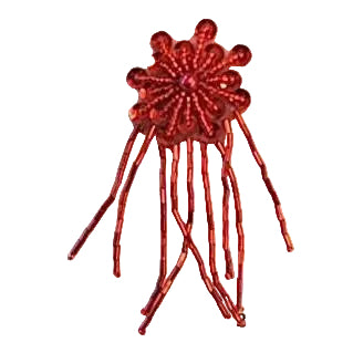 Hombrera - Lentejuelas rojas - Cuentas rojas - Cuenta central rosa de 10.16 cm x 3.175 cm