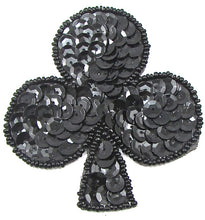 Load image into Gallery viewer, CLUB card symbol, Black Sequins and Beads 2.5&quot;