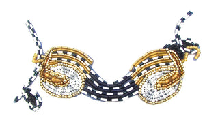 Designer Motif with Black and white and Gold Beads 3" x 5.5"