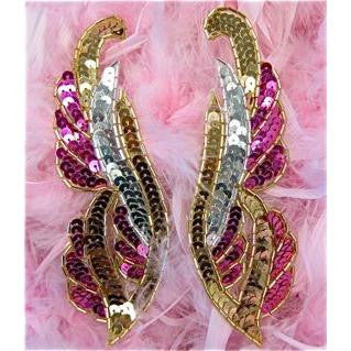 Flame Pair Gold Silver And Fucsia 6"