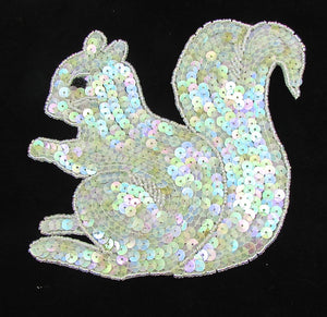 Squirrel with Gold Iridescent Sequins and Beads 6" x 6.5"