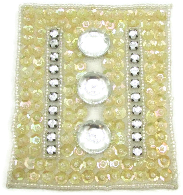 Designer Motif with Iridescent Sequins and Rhinestones 4" x 3.25"