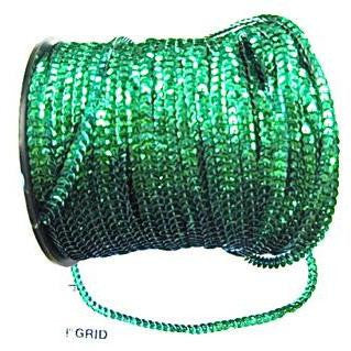 Ribete de lentejuelas verdes de 1/8" de ancho por yarda