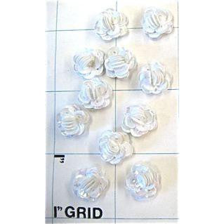 Set of 10 Flowers, White Sequins
