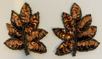 Leaf Pair with Bronze Sequins and Beads 2.5