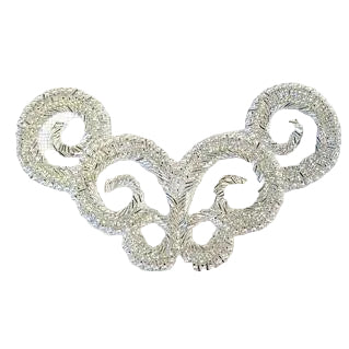Collar de Diseño con Motivo - Cuentas Plateadas - Perlas 10" x 5.25"